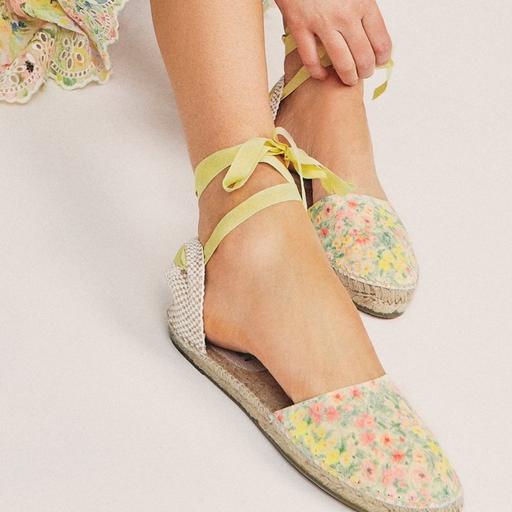 NWT LoveShackFancy Manebi Espadrilles Wrap Sandal Rainbow Skies